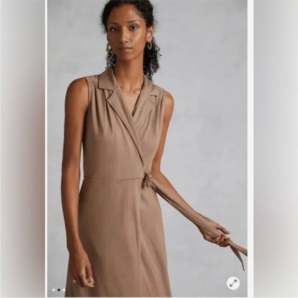 Anthropologie Taupe Brown Beige Midi Wrap Dress by Porridge NWT super soft